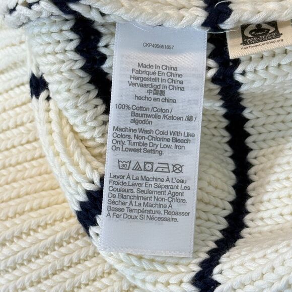 MADEWELL Cotton Crewneck Sweater S Bright Ivory Navy Stripe Long Sleeve NWT B10 - Picture 6 of 6